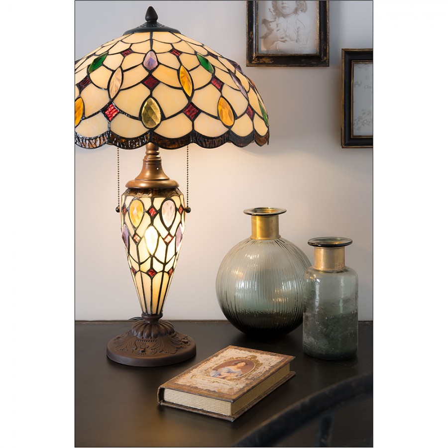 Lampada da Tavolo Tiffany Gocce Colorate, 40cm 2 Lampada da Tavolo Tiffany Gocce Colorate