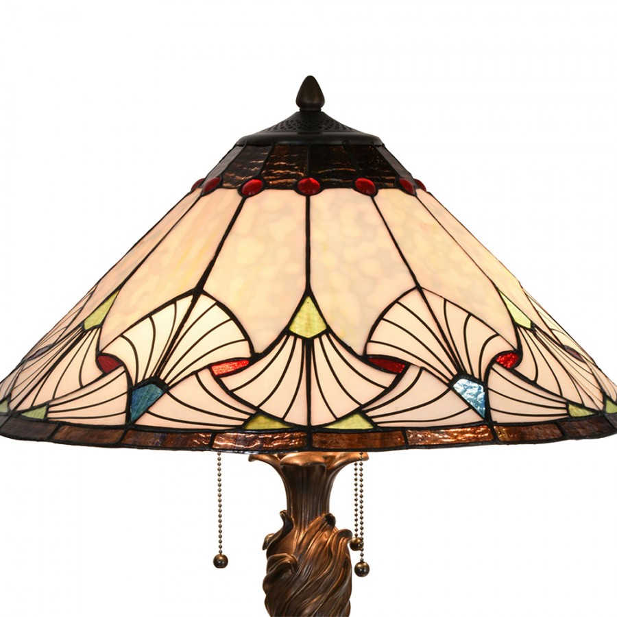 Lampada da Tavolo Tiffany in Stile Liberty, dettagli paralume tiffany
