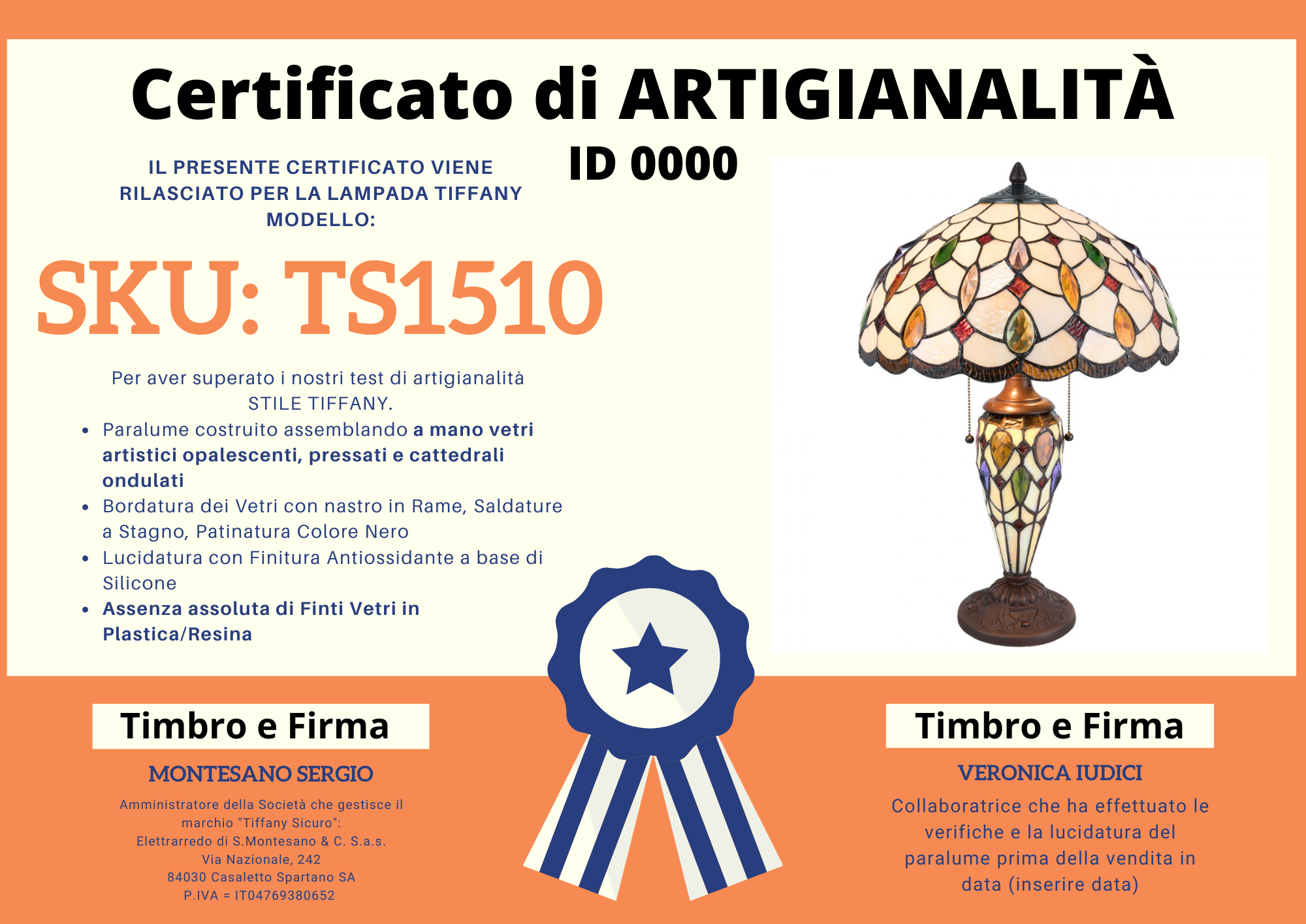 Lampada da Tavolo Tiffany Gocce Colorate, 40cm 9 Lampada da Tavolo Tiffany Gocce Colorate, certificato
