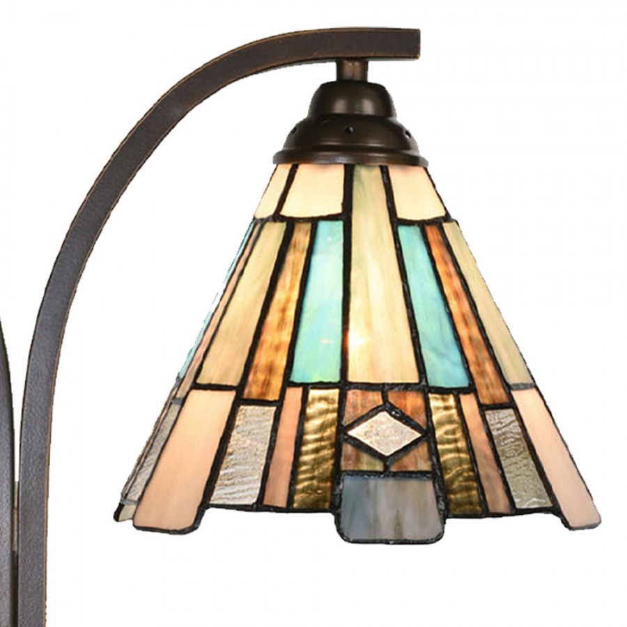 Lampada da Tavolo Tiffany Art Deco Due Bracci, paralume
