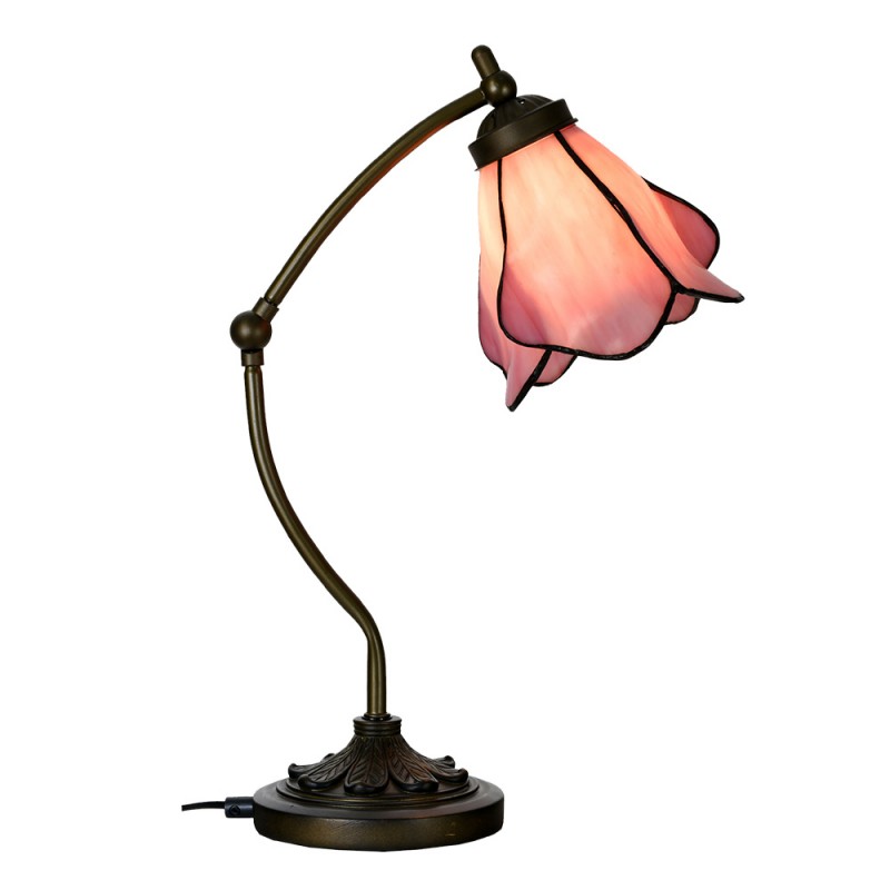 Abatjour Tiffany Rosa Braccio Orientabile, alta 50cm 2 Abatjour Tiffany Rosa Braccio Orientabile
