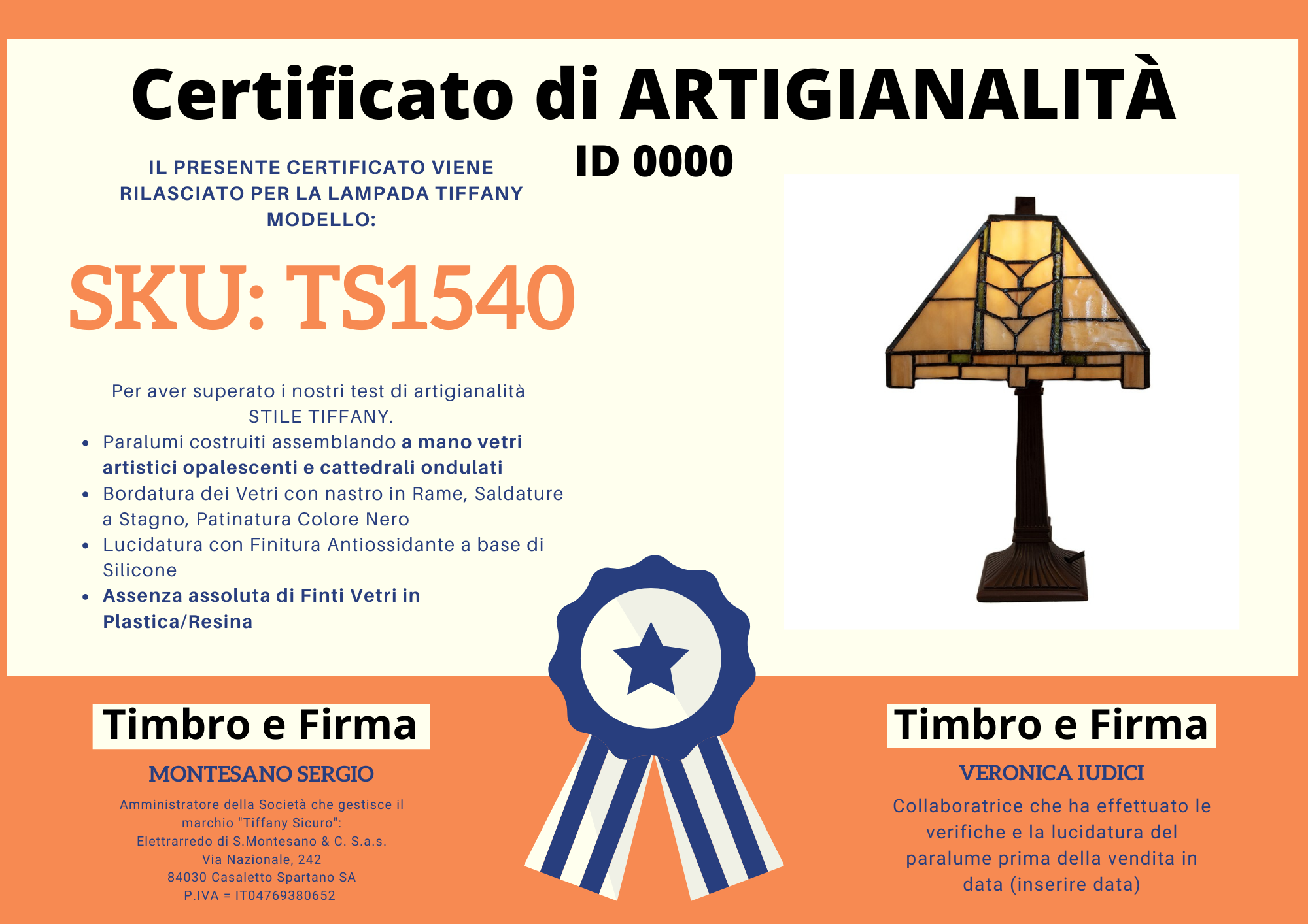 Lampada da Tavolo Tiffany in Stile Classico, 23cm 5 Lampada da Tavolo Tiffany in Stile Classico, certificato
