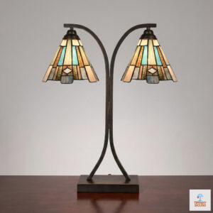 Lampada da Tavolo Tiffany Art Deco Due Bracci