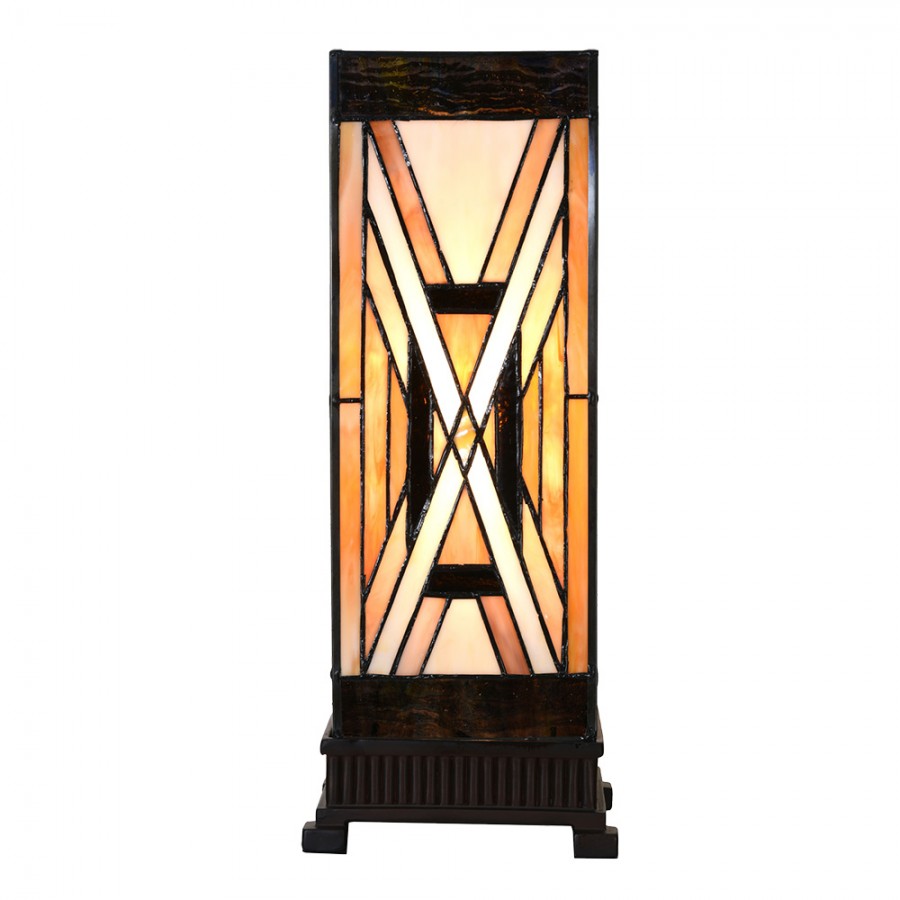 Lampada da Tavolo Tiffany Parallelepipedo Stile Art Deco, dettagli