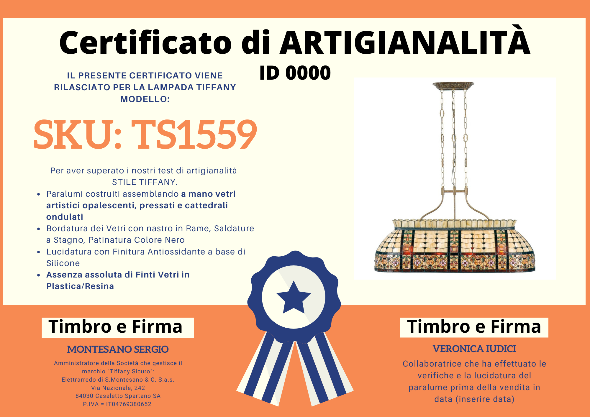 Lampadario Tiffany da Biliardo, certificato