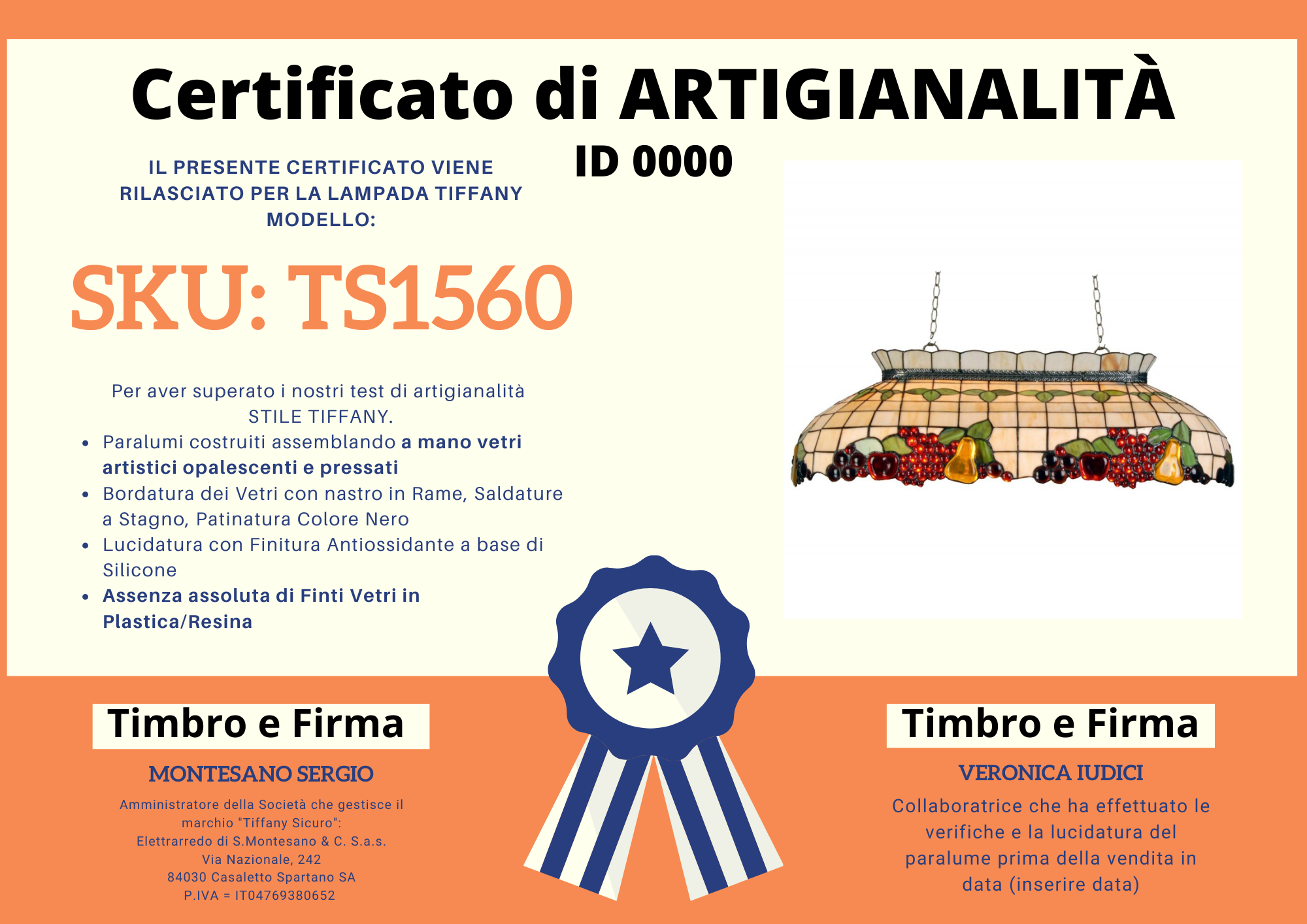 Lampadario Tiffany da Biliardo Frutta, certificato