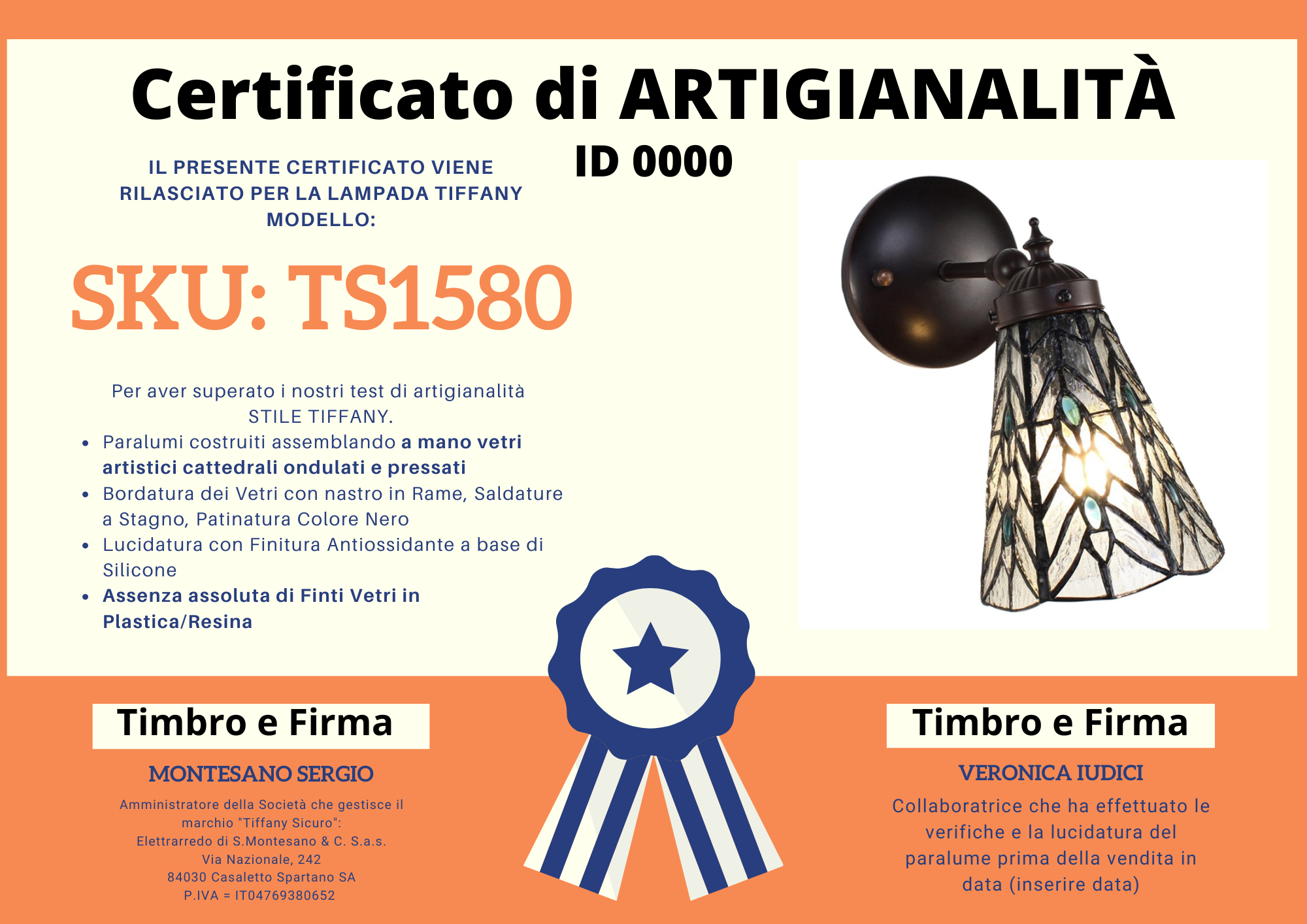 Faretto da Parete Tiffany Trasparente, certificato