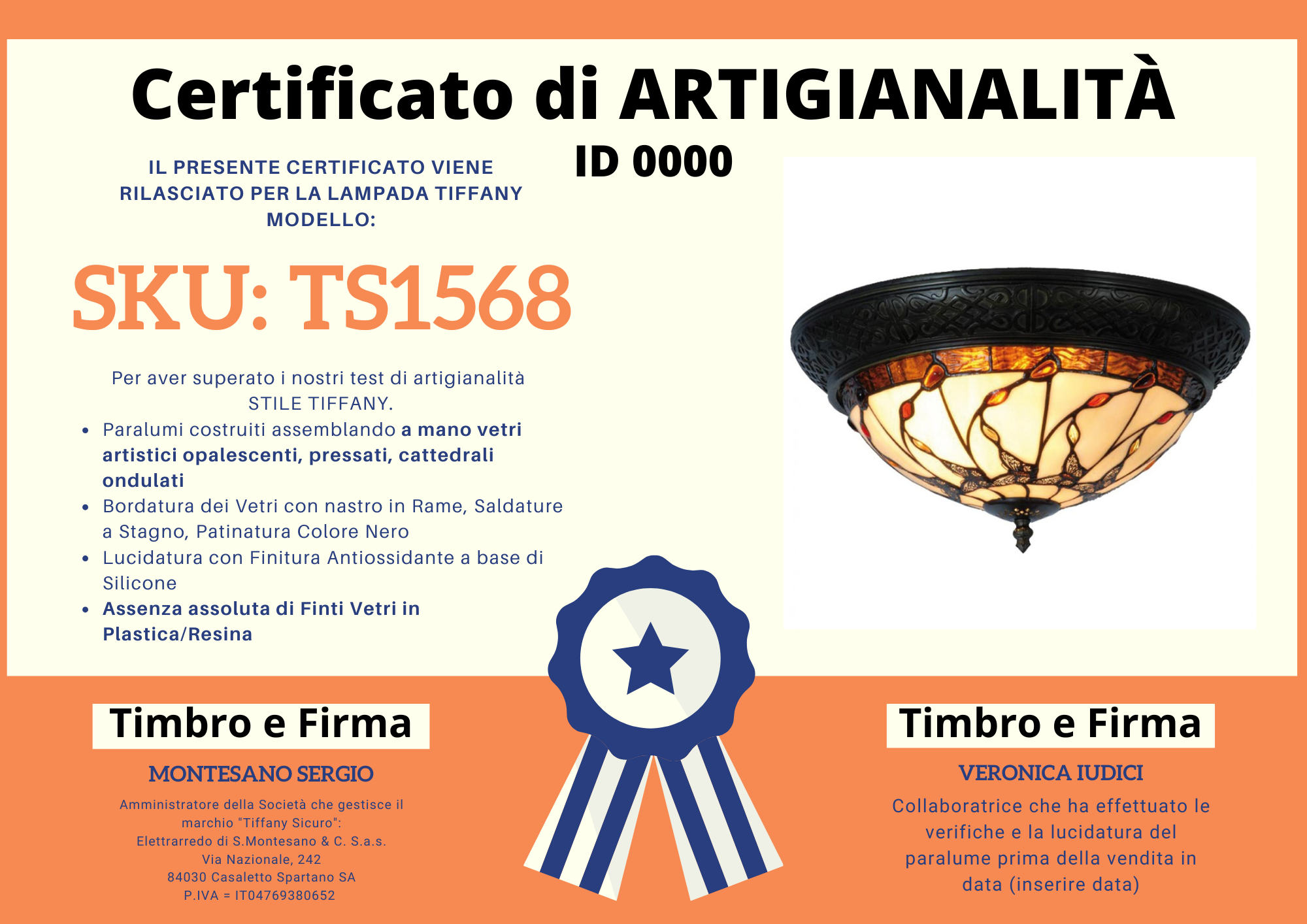 Plafoniera Tiffany Farfalle, 38cm 5 Plafoniera Tiffany Farfalle, certificato