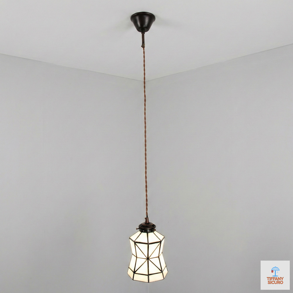 Lampada Stile Tiffany a Sospensione Spigoli, 15cm 1 Lampada Stile Tiffany a Sospensione Spigoli