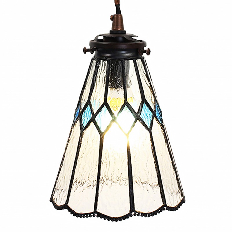 Lampada Stile Tiffany a Sospensione Stile Vintage Celeste, 15cm 2 Lampada Stile Tiffany a Sospensione Stile Vintage Celeste