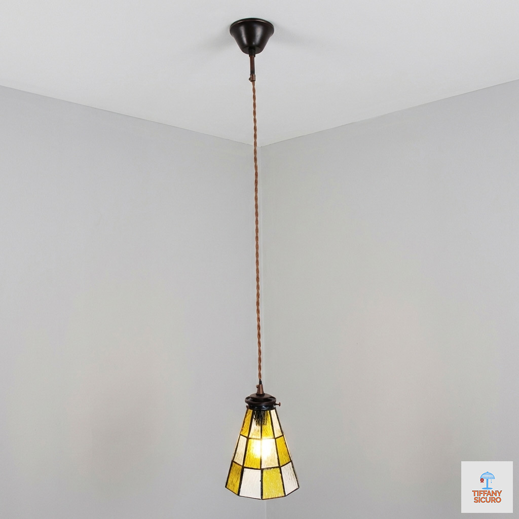 Lampada Stile Tiffany a Sospensione Vintage, 15cm 1 Lampada Stile Tiffany a Sospensione Vintage