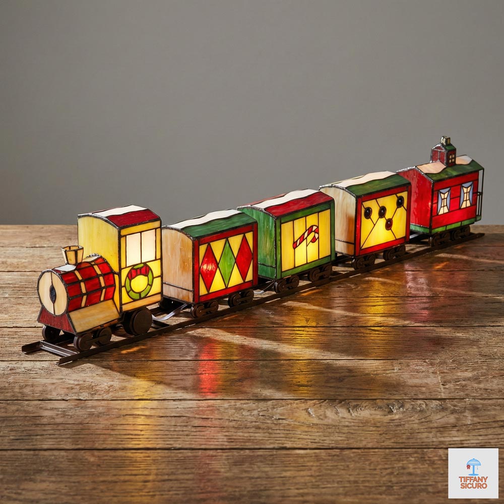 Lampada da Tavolo Tiffany Treno, 100cm 1 Lampada da Tavolo Tiffany Treno