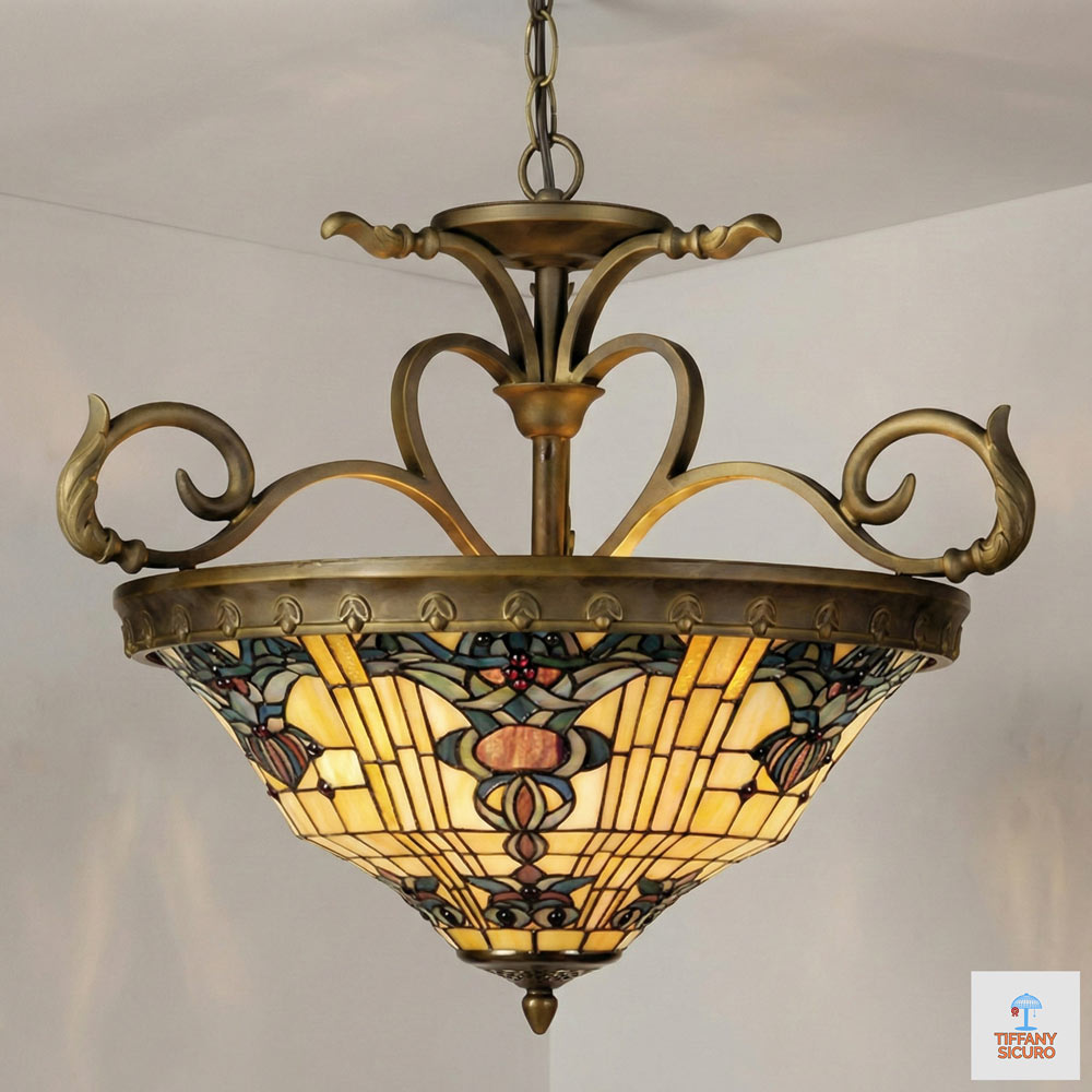 Lampadario Tiffany Antico, 56cm 1 Lampadario Tiffany Antico