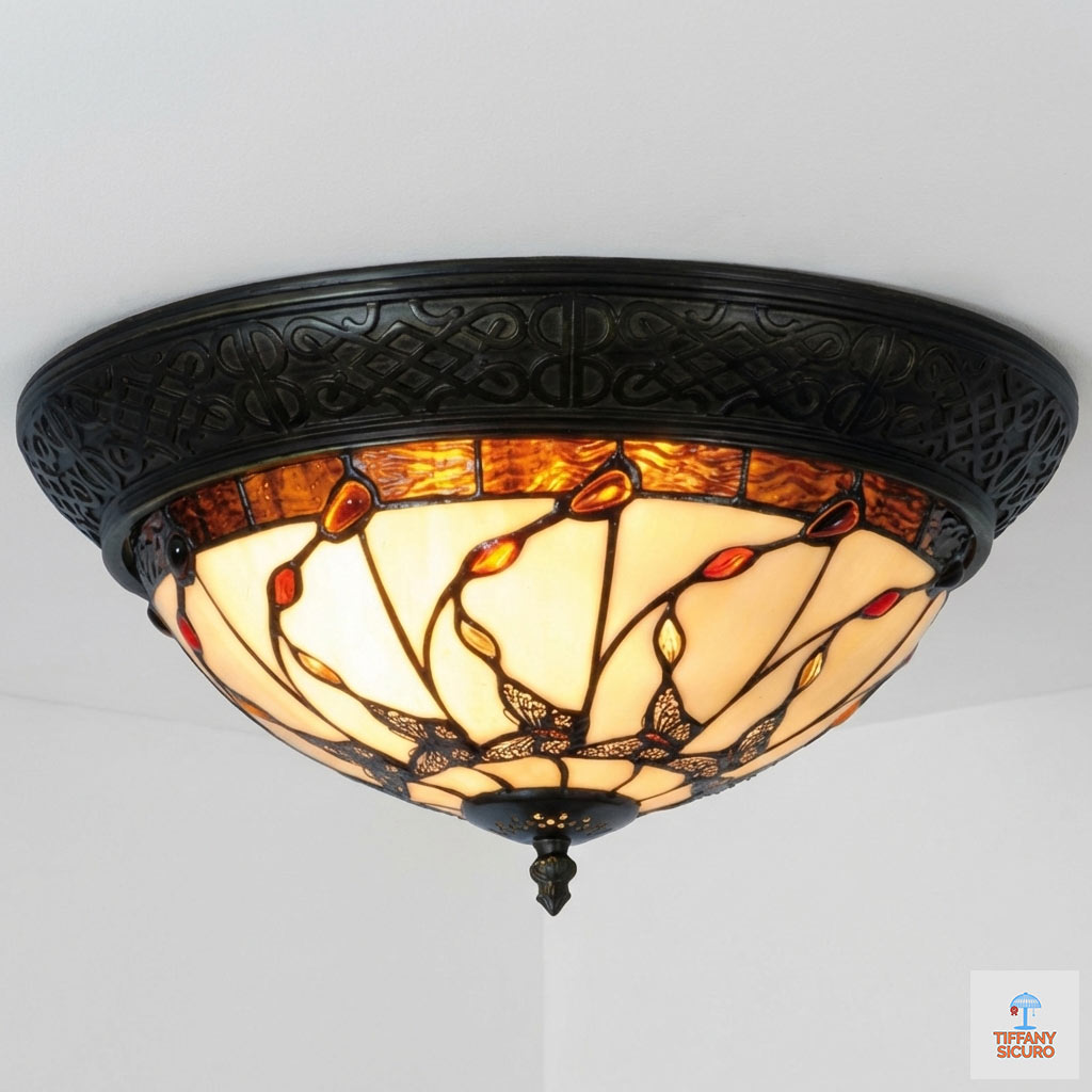 Plafoniera Tiffany Farfalle, 38cm 1 Plafoniera Tiffany Farfalle