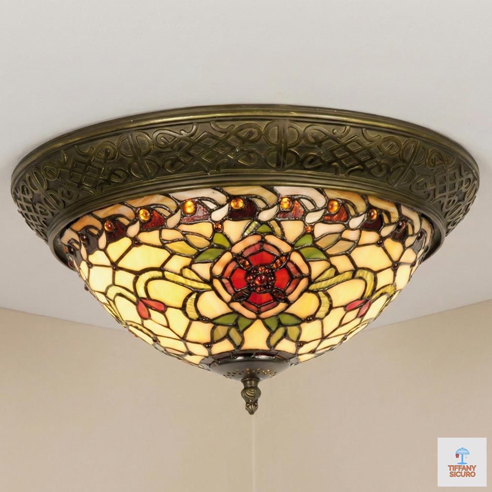 Plafoniera Tiffany Floreale Liberty, 38cm 1 Plafoniera Tiffany Floreale Liberty