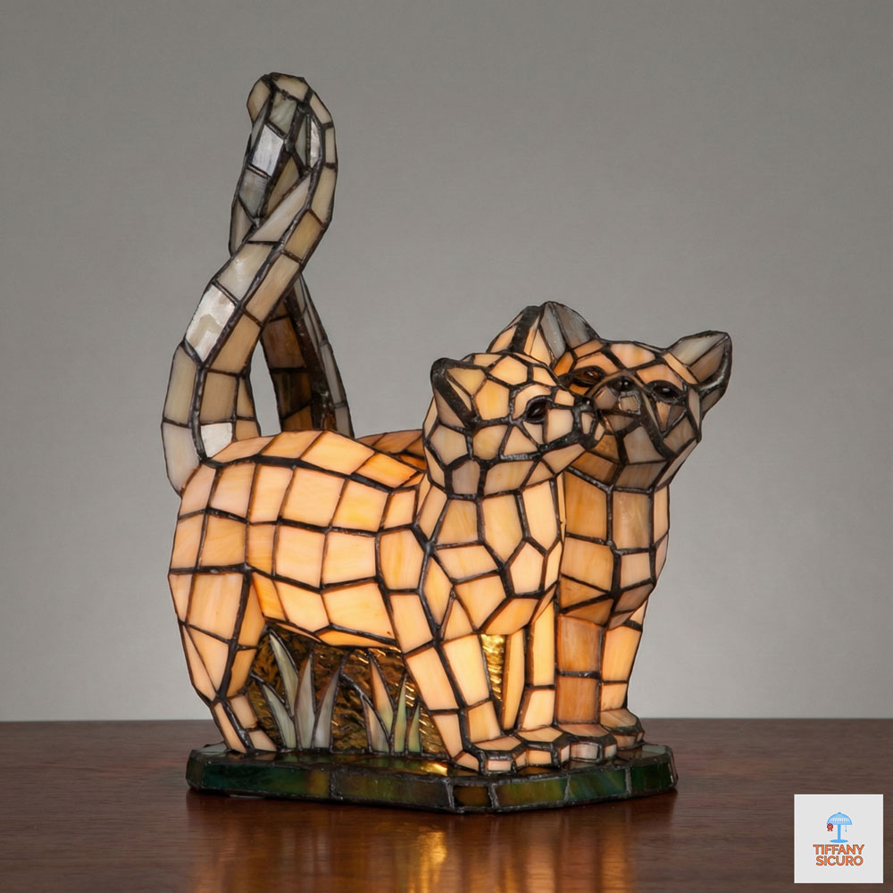 Lampada da Tavolo Tiffany Gatti, alta 27cm 1 mpada da Tavolo Tiffany Gatti