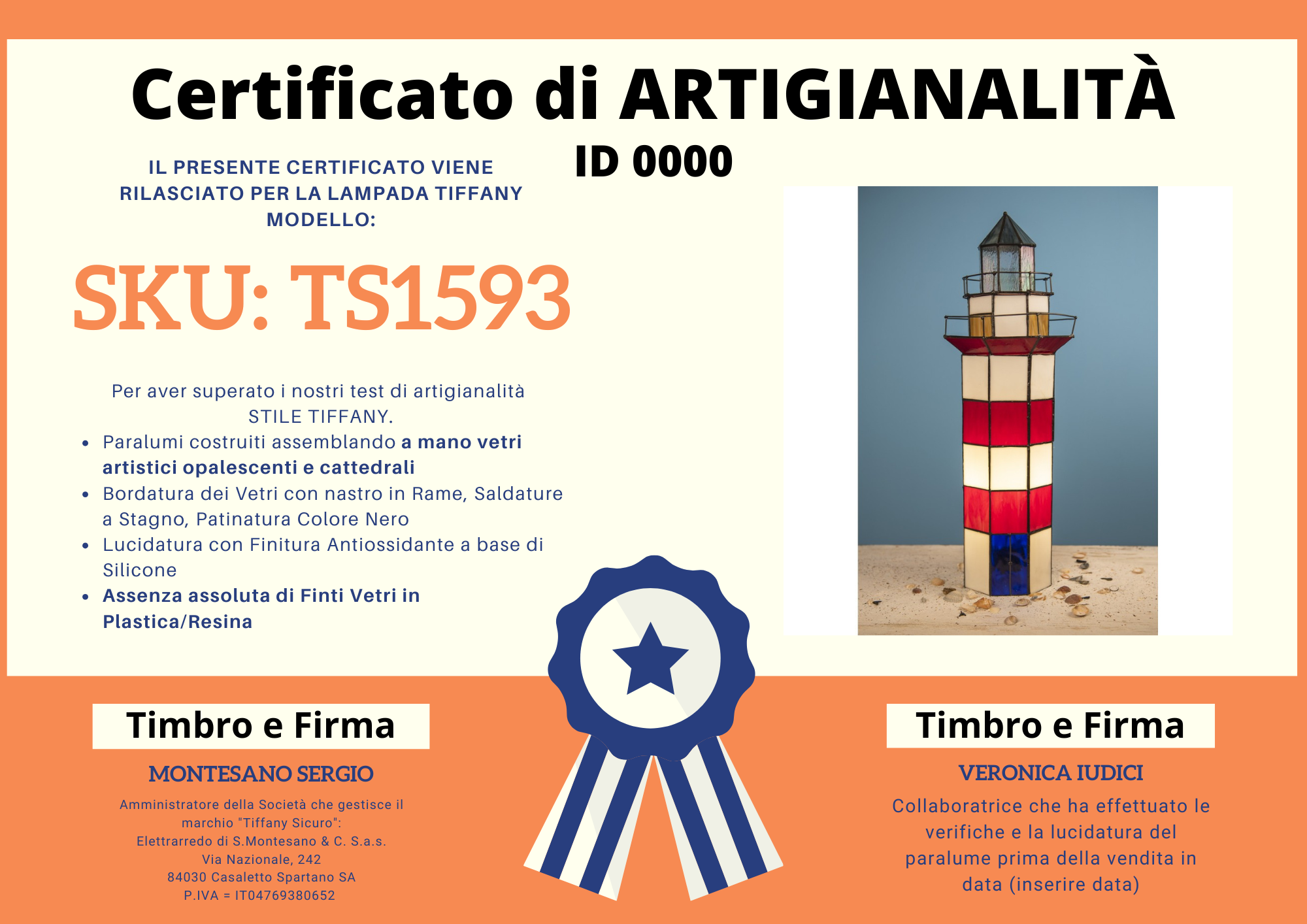 Lampada da Tavolo Tiffany Faro Marittimo, alta 56cm 6 Lampada da Tavolo Tiffany Faro Marittimo, certificato