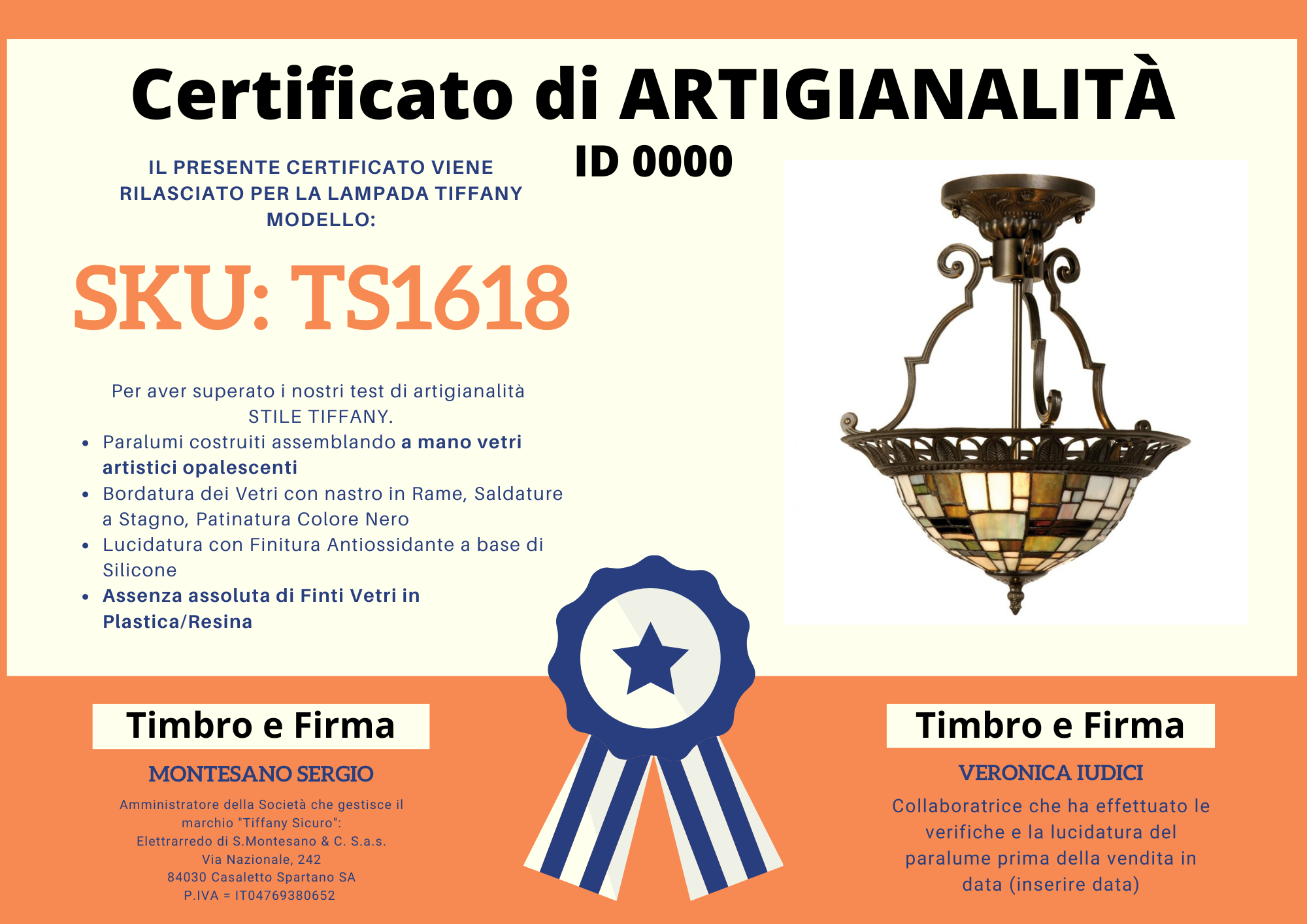 Lampadario Tiffany Stile Geometrico, certificato
