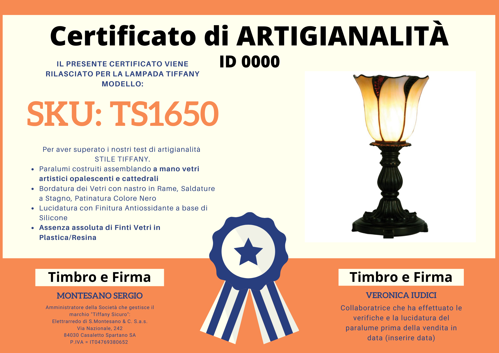 Abatjour Liberty Piccola, alta 32cm 6 Abatjour Liberty Piccola, certificato