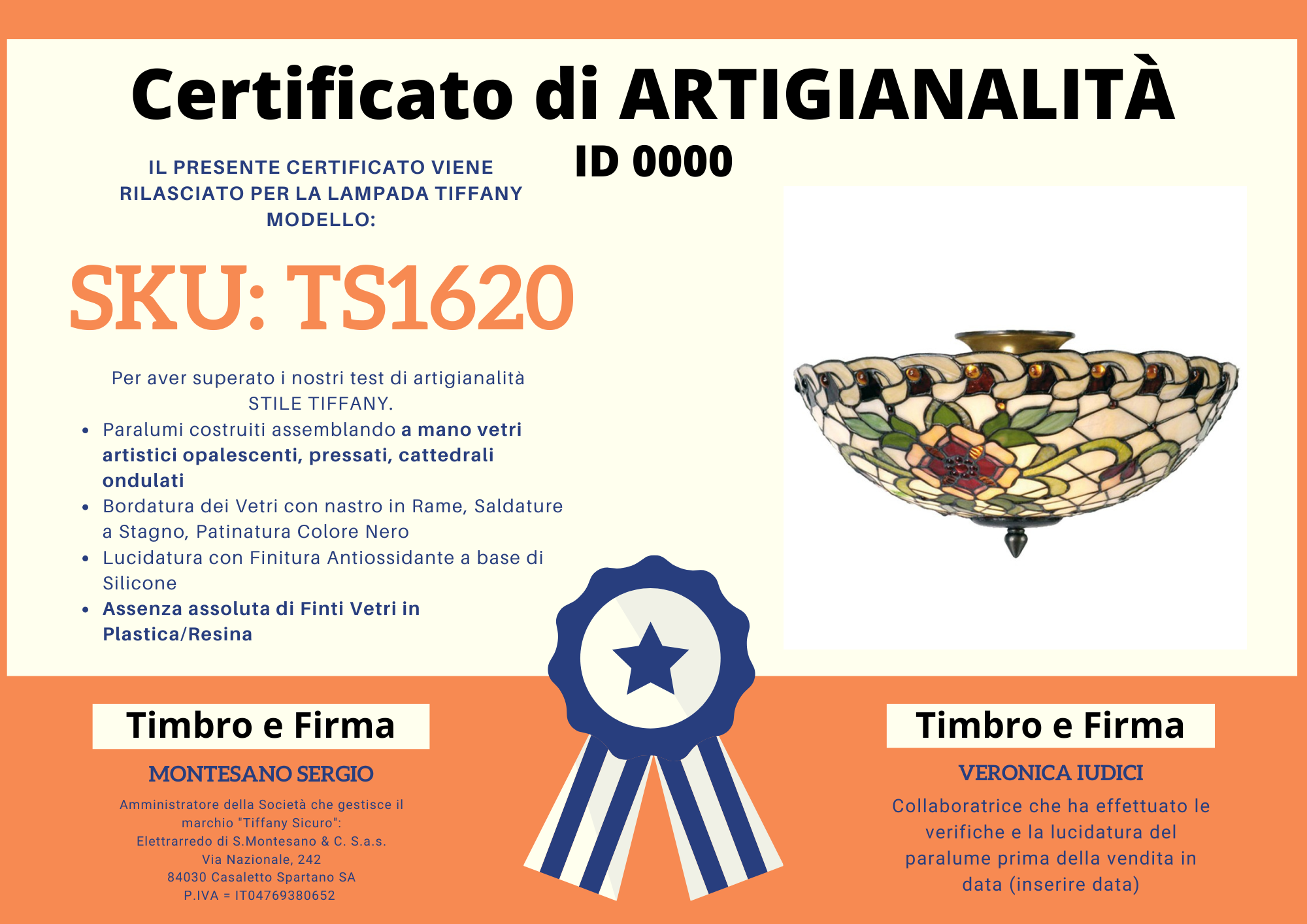 Plafoniera Tiffany Liberty Floreale, 40cm 5 Plafoniera Tiffany Liberty Floreale, certificato