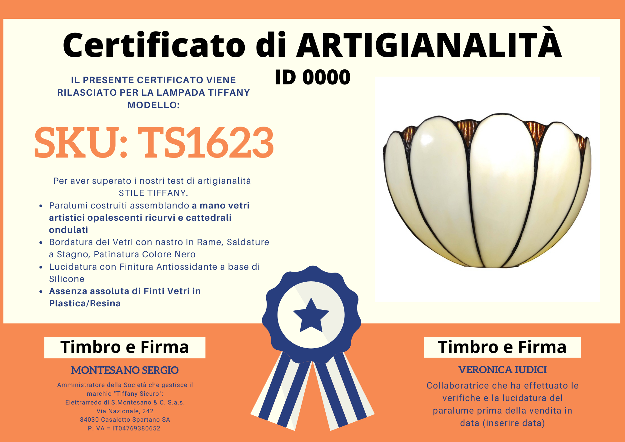 Applique Tiffany Vetri Ricurvi, larga 31cm 4 Applique Tiffany Vetri Ricurvi, certificato