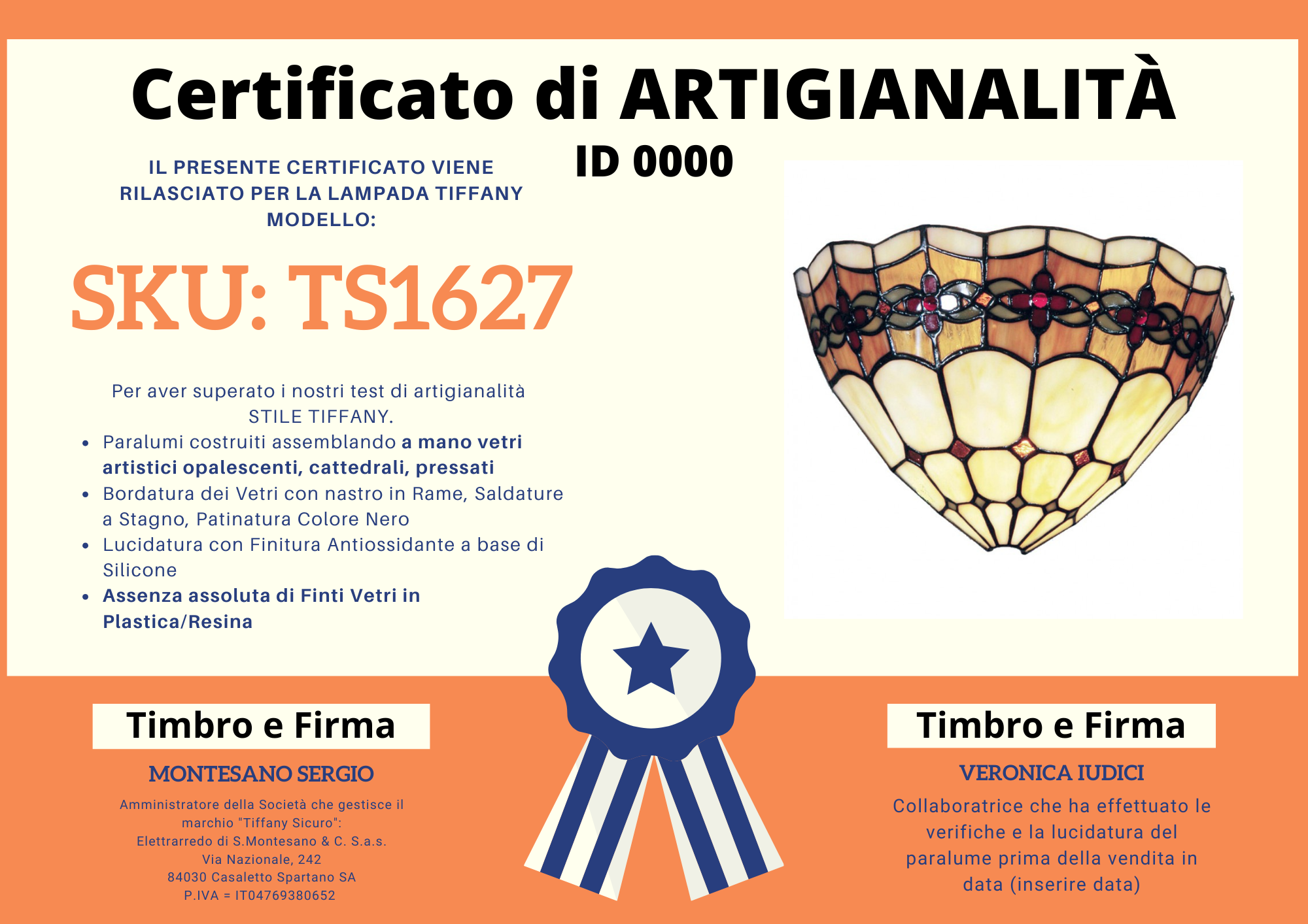 Applique Lampada da Parete Stile Antico, certificato