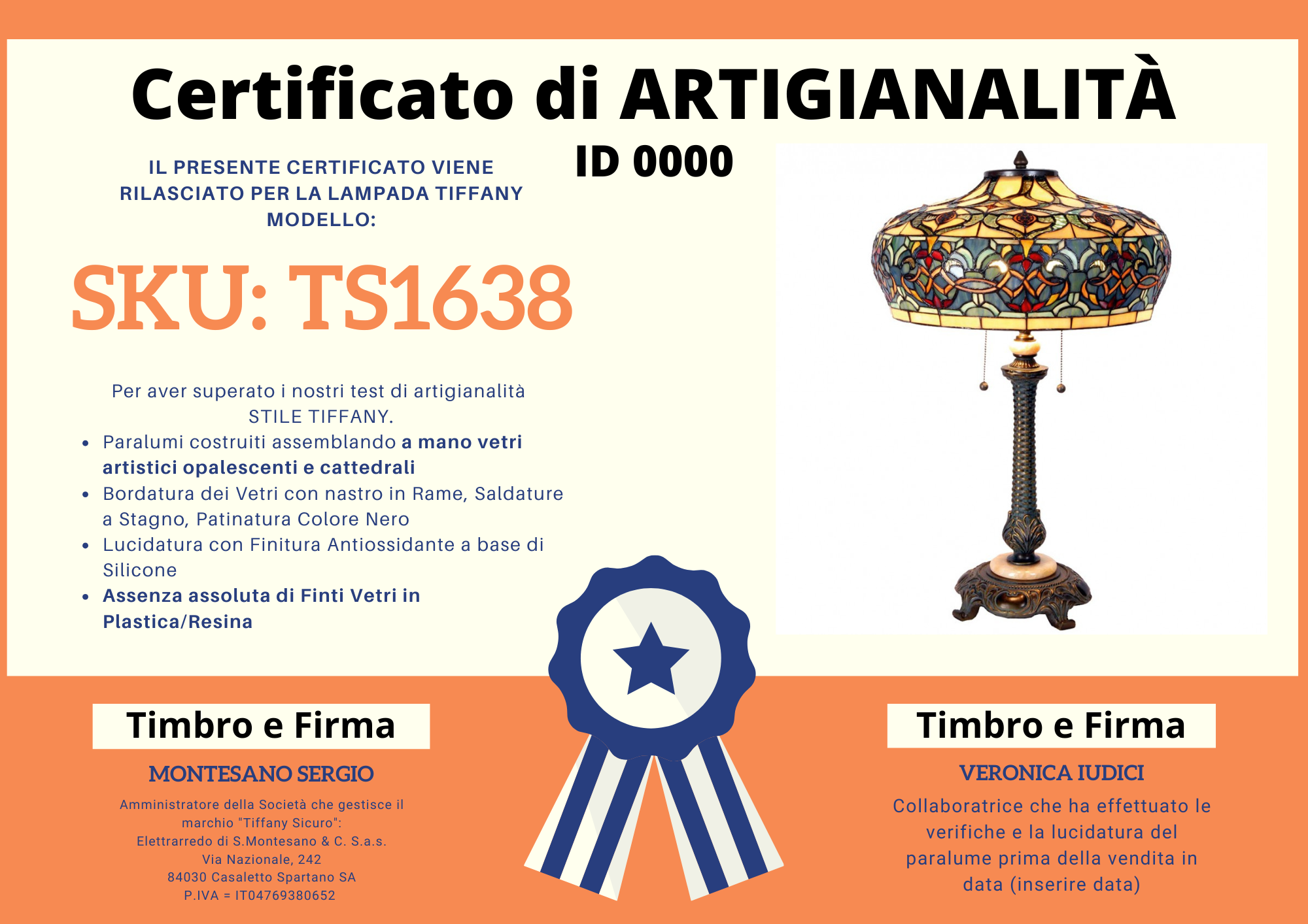 Lampada da Tavolo Liberty Lusso, certificato