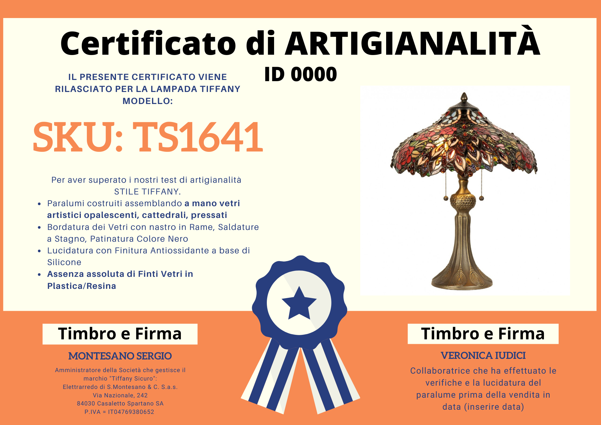 Lampada da Tavolo Liberty Floreale Rossa, certificato