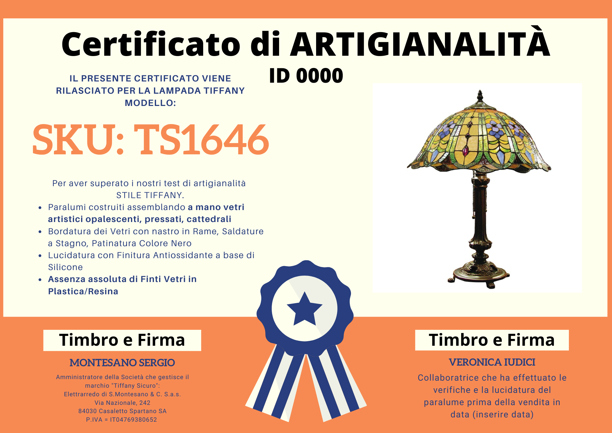 Lampada da Tavolo Liberty Stile Classico, certificato