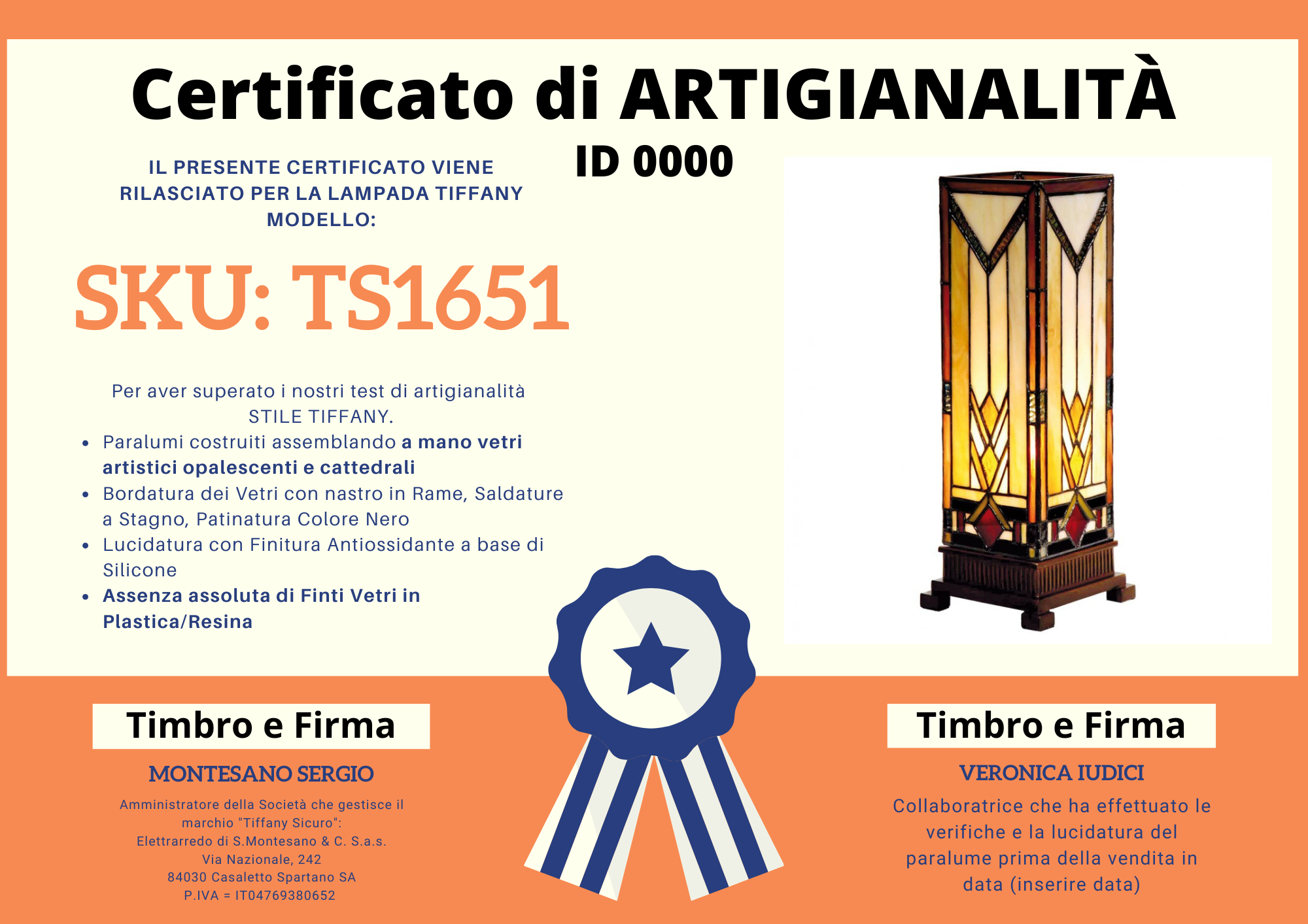 Abatjour Liberty Parallelepipedo Art Deco, certificato