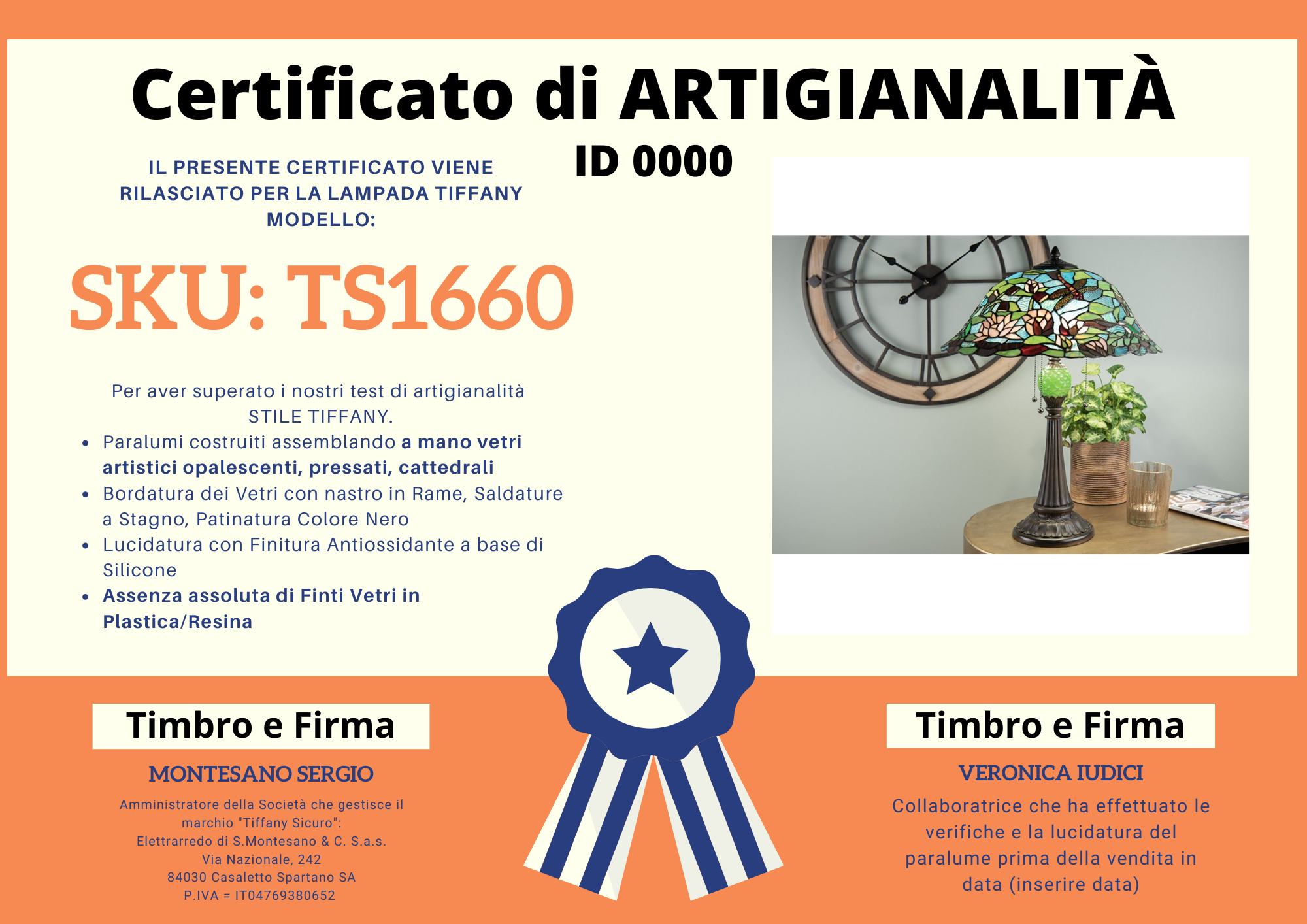 Lampada da Tavolo Liberty Laghetto, certificato