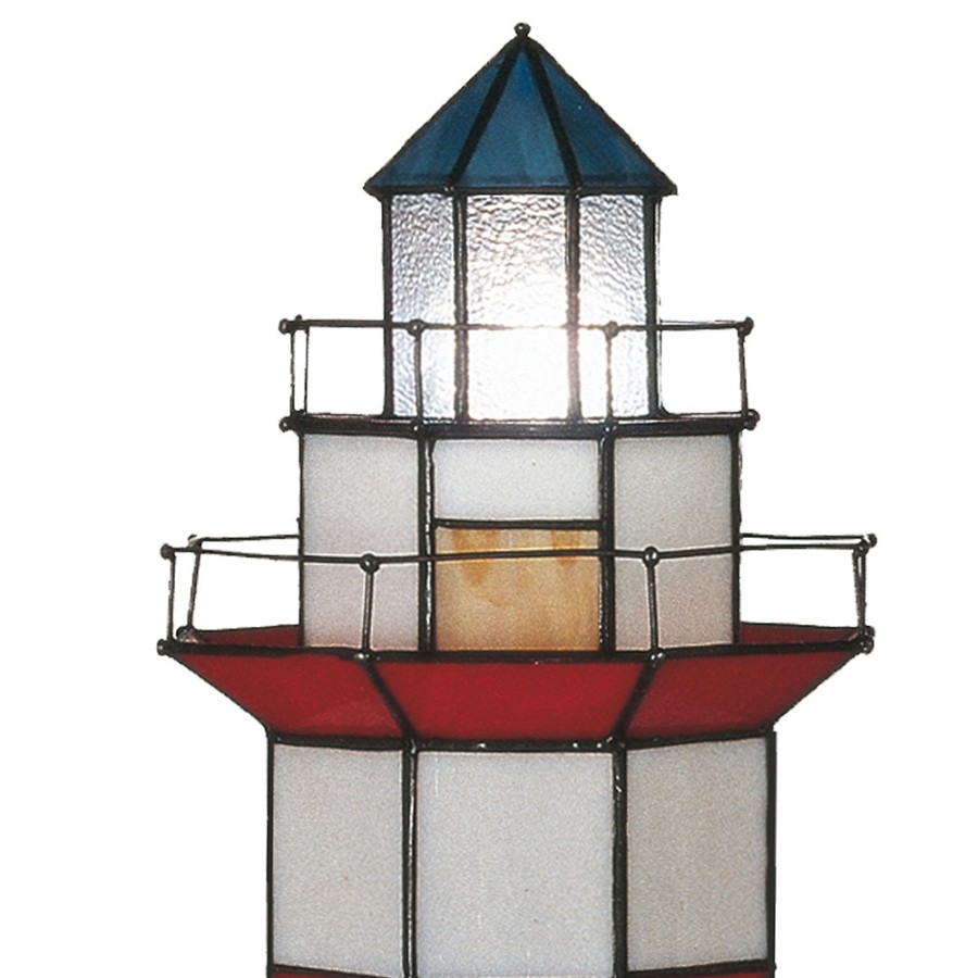 Lampada da Tavolo Tiffany Faro Marittimo, alta 56cm 4 Lampada da Tavolo Tiffany Faro Marittimo