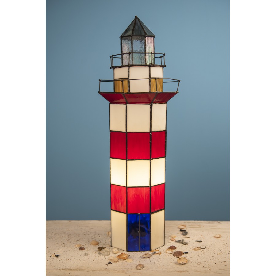 Lampada da Tavolo Tiffany Faro Marittimo, alta 56cm 2 Lampada da Tavolo Tiffany Faro Marittimo