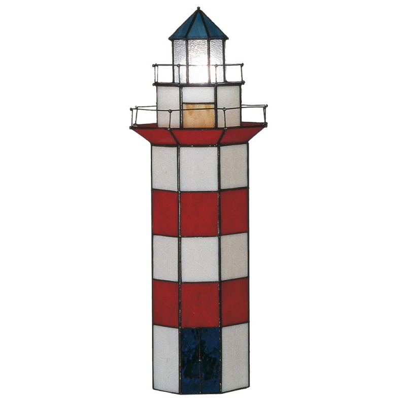 Lampada da Tavolo Tiffany Faro Marittimo, alta 56cm 3 Lampada da Tavolo Tiffany Faro Marittimo