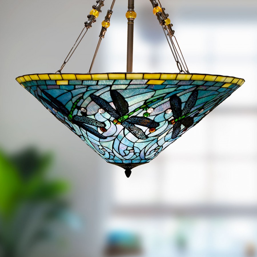Lampadario Tiffany Libellule Lago, 71cm 3 Lampadario Tiffany Libellule Lago, dettagli