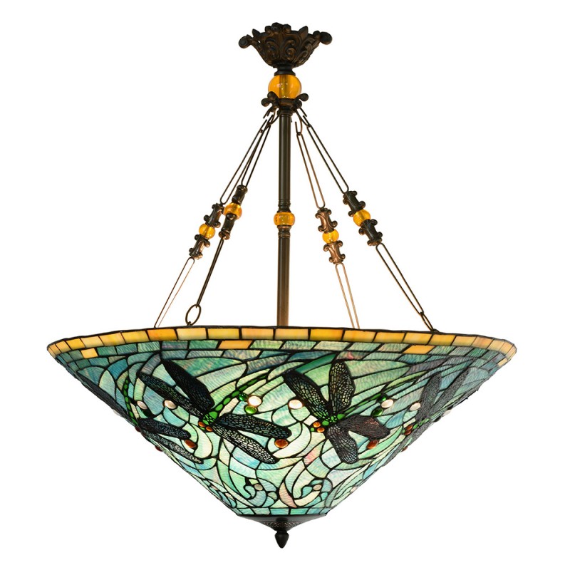 Lampadario Tiffany Libellule Lago, 71cm 2 Lampadario Tiffany Libellule Lago