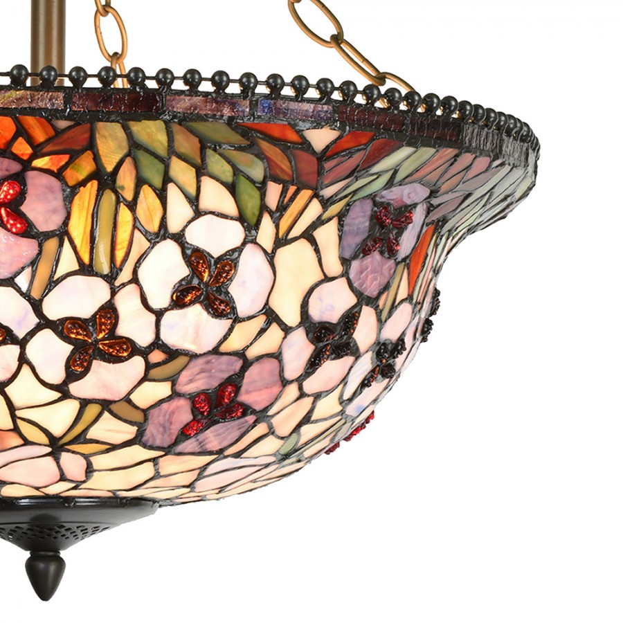Lampadario Tiffany Invertito Fiori. dettagli