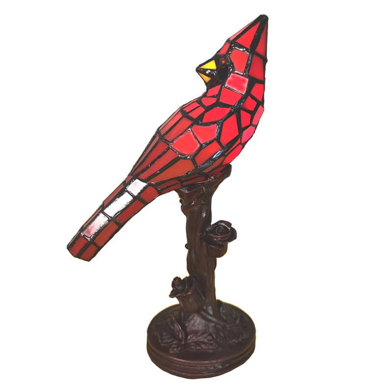 Lampada da Tavolo Tiffany Uccello Rosso, Altezza 33cm 3 Lampada da Tavolo Tiffany Uccello Rosso