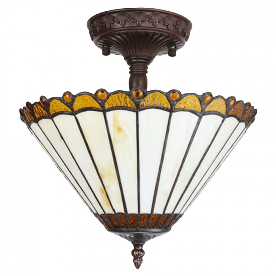 Plafoniera Tiffany Stile Vintage, 29cm 4 Plafoniera Tiffany Stile Vintage, dettagli
