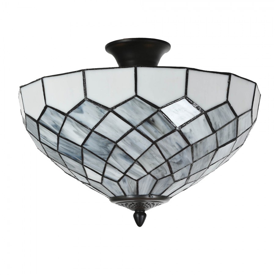 Plafoniera Tiffany Stile Art Deco Rombi, 41cm 5 Plafoniera Tiffany Stile Art Deco Rombi