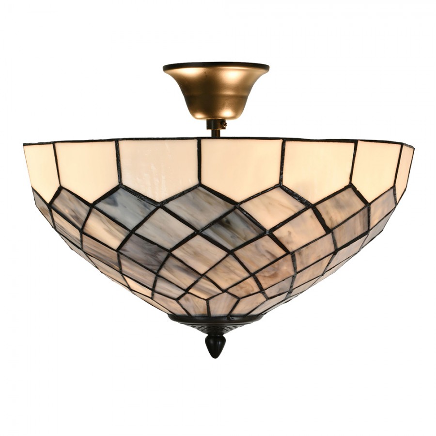 Plafoniera Tiffany Stile Art Deco Rombi, 41cm 4 Plafoniera Tiffany Stile Art Deco Rombi