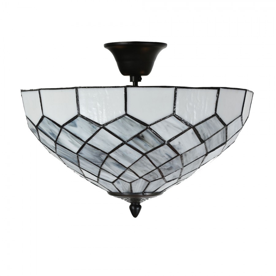 Plafoniera Tiffany Stile Art Deco Rombi, 41cm 3 Plafoniera Tiffany Stile Art Deco Rombi