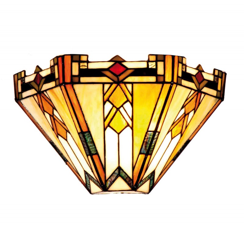 Applique Lampada da Parete Tiffany Art Deco, larga 31cm 3 Applique Lampada da Parete Tiffany Art Deco