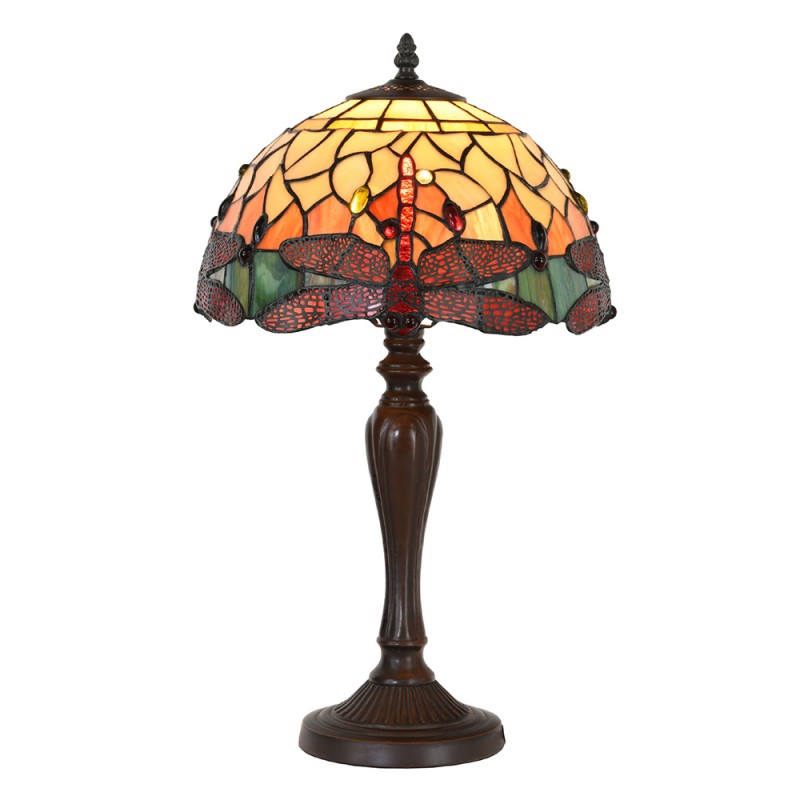 Lampada da Tavolo Tiffany Libellule Rosse, 30cm 2 Lampada da Tavolo Tiffany Libellule Rosse