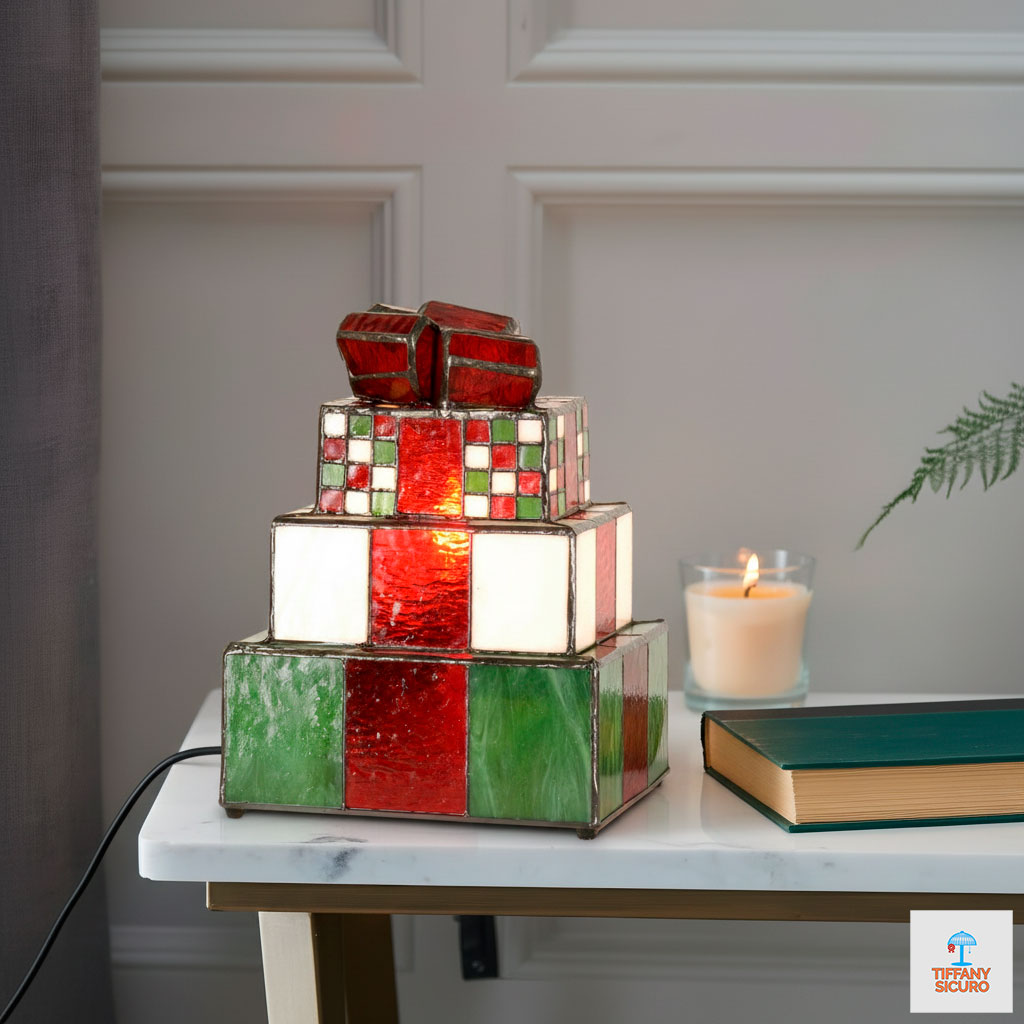 Abatjour Tiffany Pacchi Regalo, Altezza 26cm 1 Abatjour Tiffany Pacchi Regalo