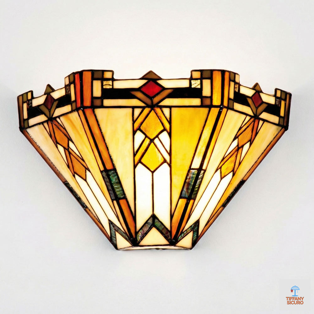 Applique Lampada da Parete Tiffany Art Deco, larga 31cm 1 Applique Lampada da Parete Tiffany Art Deco
