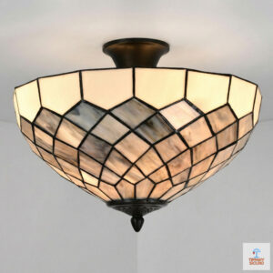 Plafoniera Tiffany Stile Art Deco Rombi