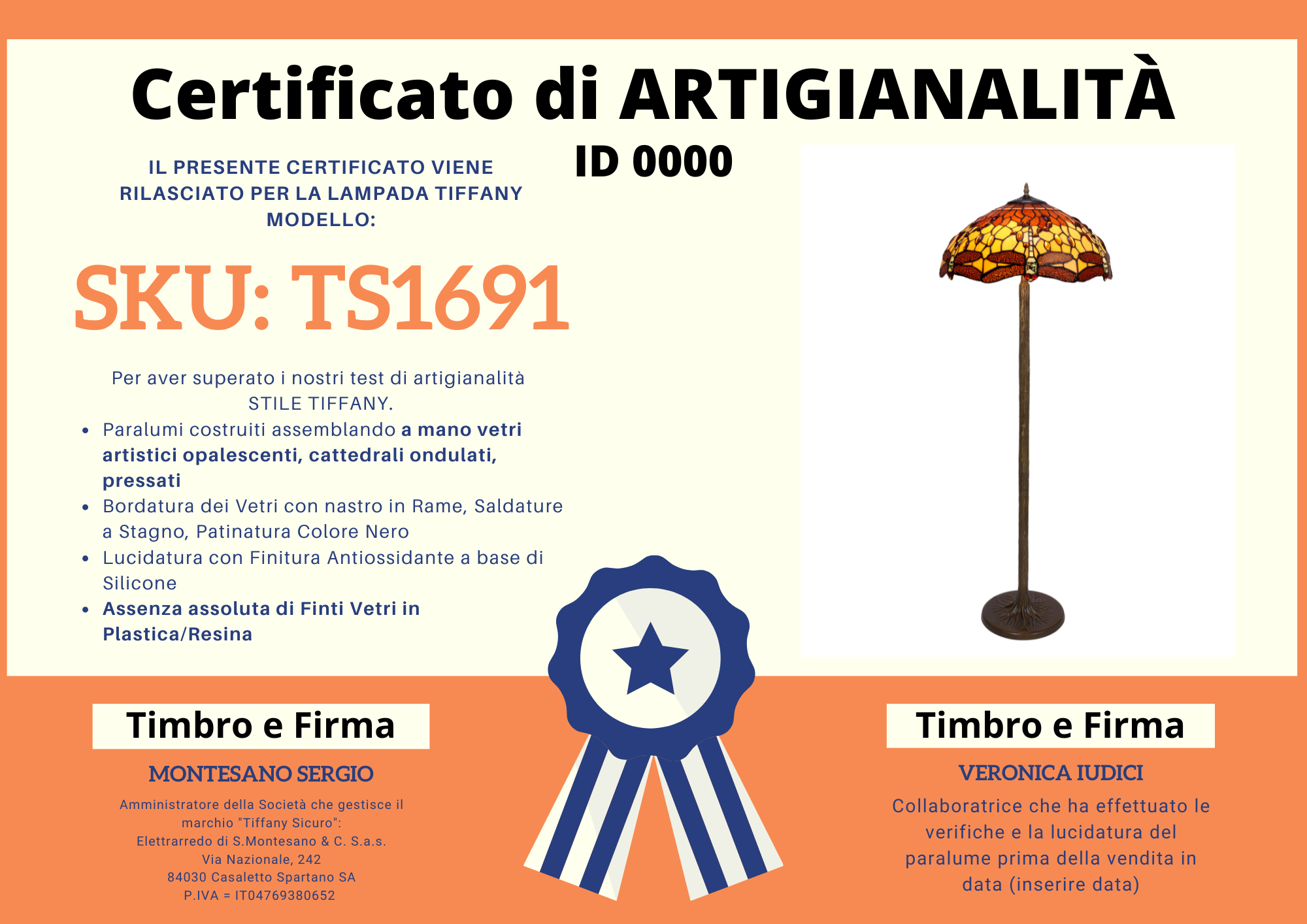 Lampada da Terra Tiffany con Libellule, 54cm 4 Lampada da Terra Tiffany con Libellule, certificato