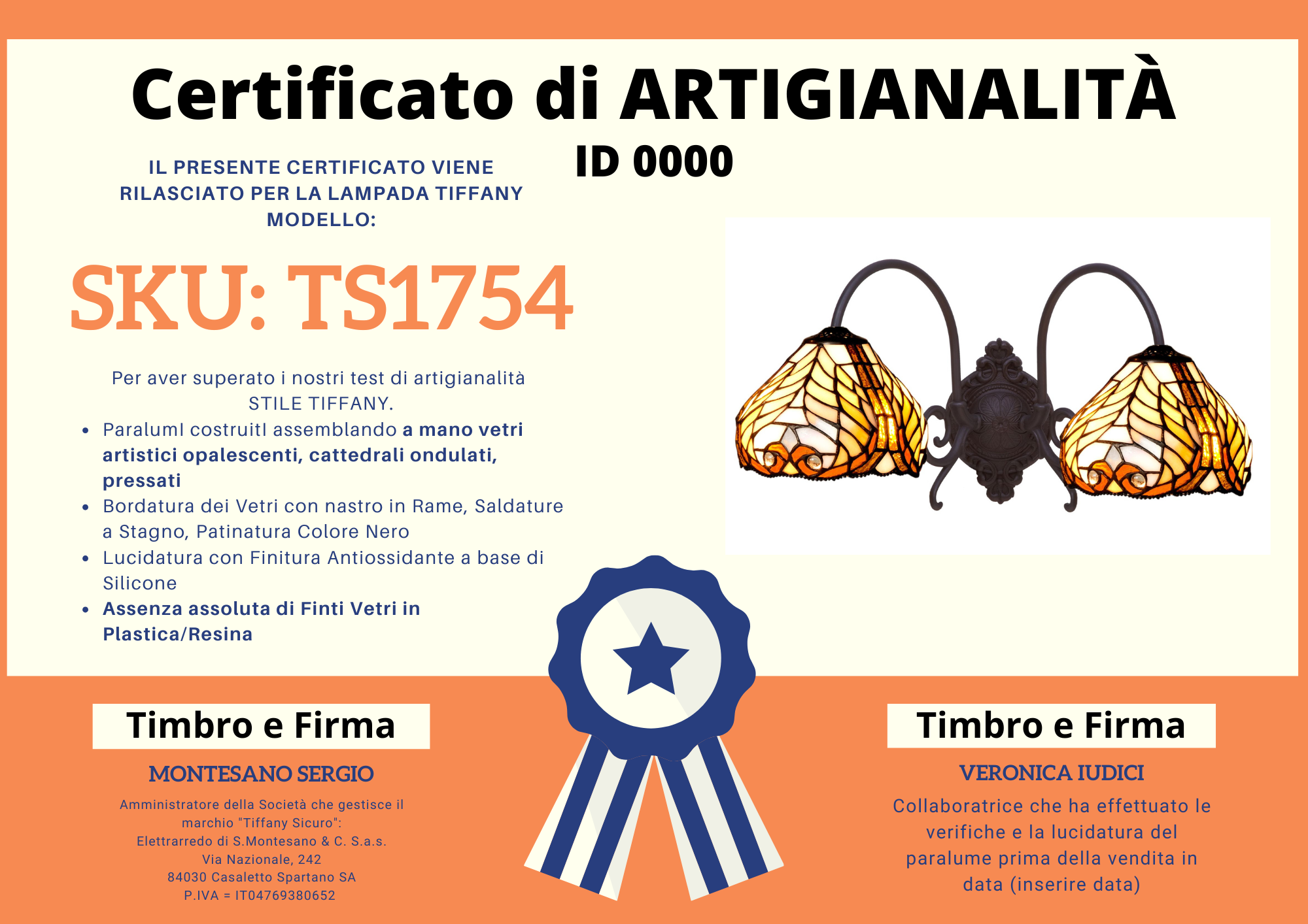 Applique Liberty a 2 Bracci, certificato