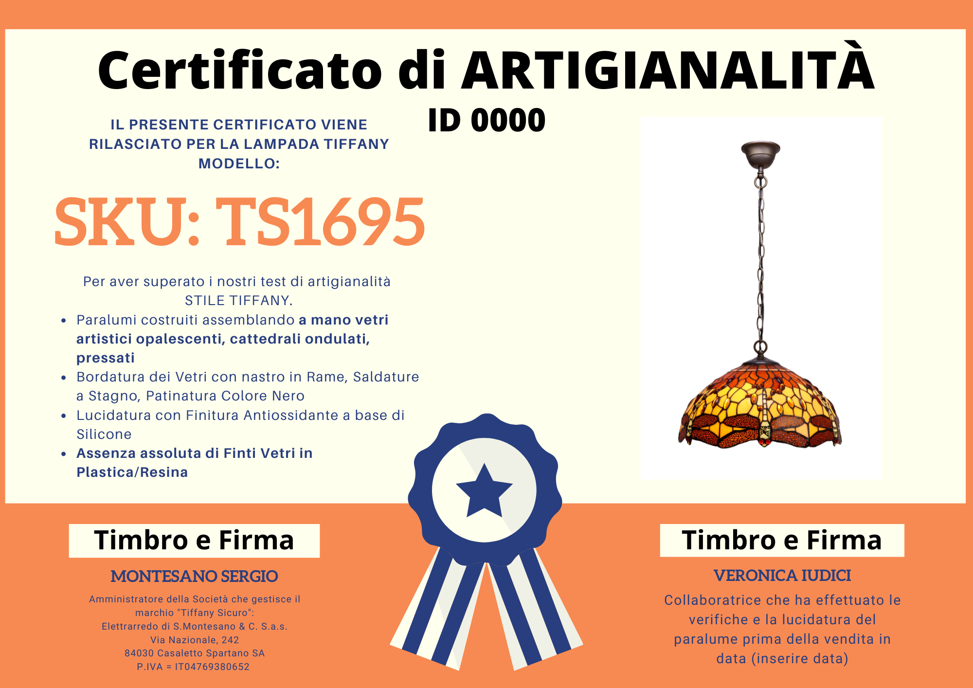 Lampadario Tiffany con Libellule Medio, certificato